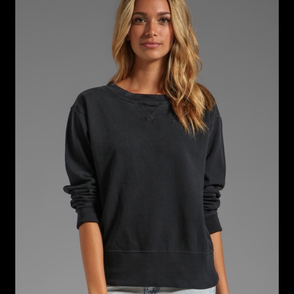 Current/Elliott Sweaters - CURRENT / ELLIOT The Side Zip Stadium Sweatshirt in Black Beauty